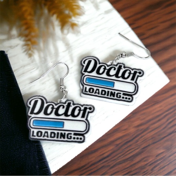 “Doctor Loading” Dangle Earrings - A Prescription for Fun! 🎉 NWT White Coat Gift - Picture 3 of 6